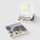 パームと夕暮れトロピカルシーン ストーンコースター (横)