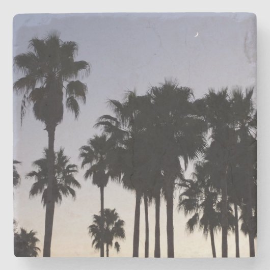 パームと夕暮れトロピカルシーン ストーンコースター (正面)