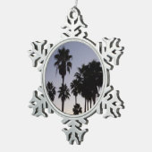 パームと夕暮れトロピカルシーン スノーフレークピューターオーナメント (右)