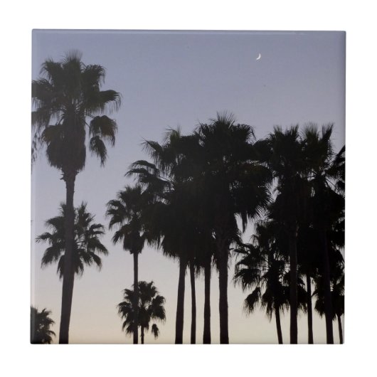 パームと夕暮れトロピカルシーン タイル (正面)