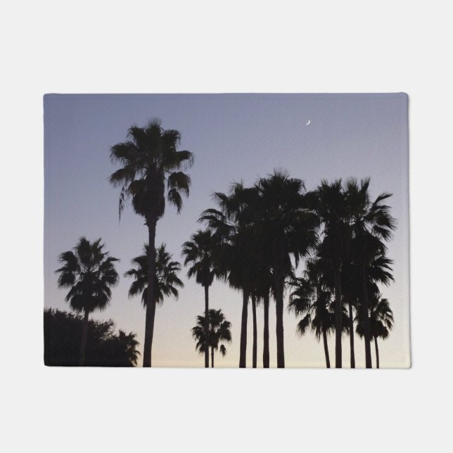 パームと夕暮れトロピカルシーン ドアマット (正面)