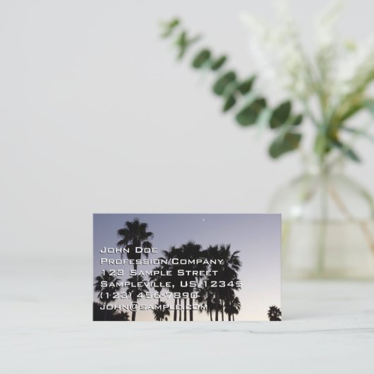 パームと夕暮れトロピカルシーン 名刺 (スタンド正面)