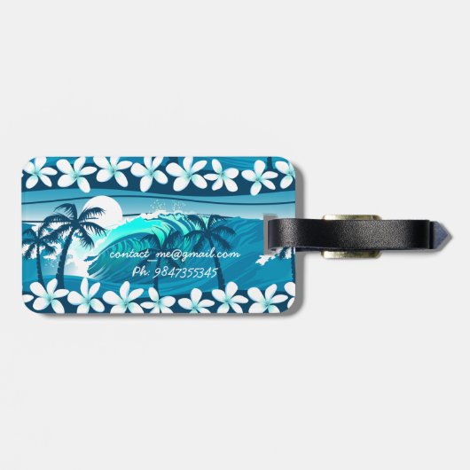 パームと熱帯サーフ波 ラゲッジタグ (裏面横)