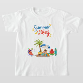 パームの下でリラックスするキュートなスイカのキャラクター Tシャツ