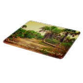 パームの木々が並ぶ熱帯フロリダの歩道 カッティングボード (角)