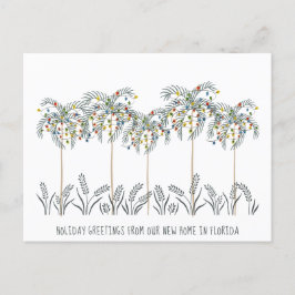 パームの木にクリスマスライトを運ぶ休日 案内ポストカード