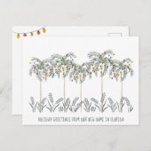 パームの木にクリスマスライトを運ぶ休日 案内ポストカード (正面/裏面)