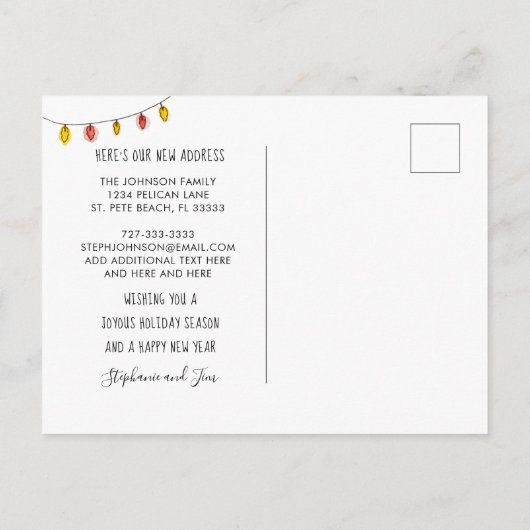 パームの木にクリスマスライトを運ぶ休日 案内ポストカード (裏面)