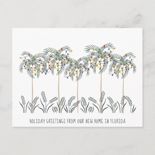 パームの木にクリスマスライトを運ぶ休日 案内ポストカード (正面)