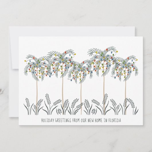 パームの木にクリスマスライトを運ぶ休日 案内状 (正面)