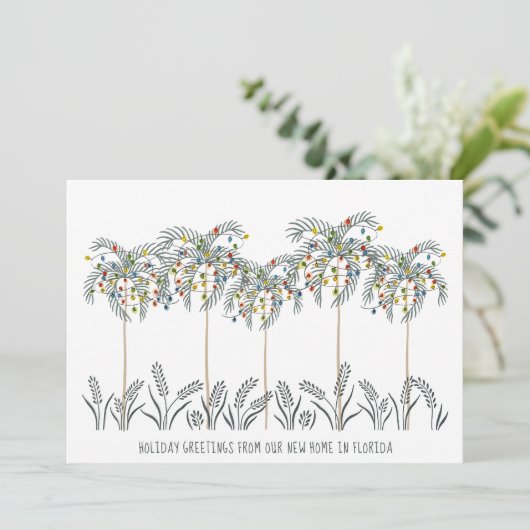 パームの木にクリスマスライトを運ぶ休日 案内状 (スタンド正面)