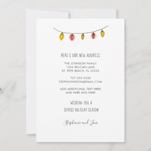 パームの木にクリスマスライトを運ぶ休日 案内状 (裏面)