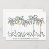 パームの木にクリスマスライトを運ぶ休日 案内状 (正面/裏面)