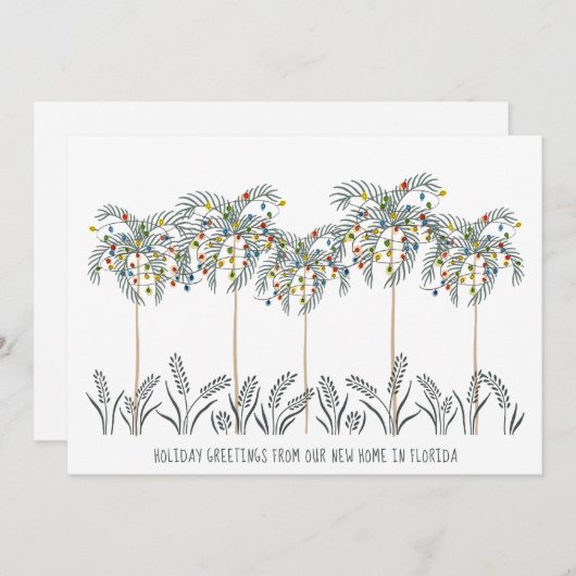 パームの木にクリスマスライトを運ぶ休日 案内状 (正面/裏面)