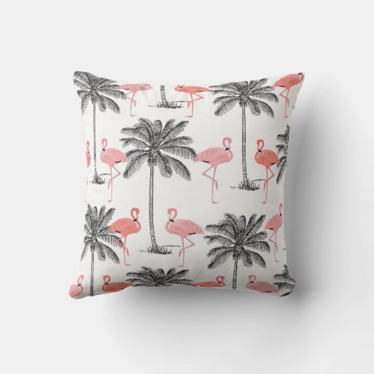 パームの木にピンクのフラミンゴの家の装飾の枕 クッション (裏面)