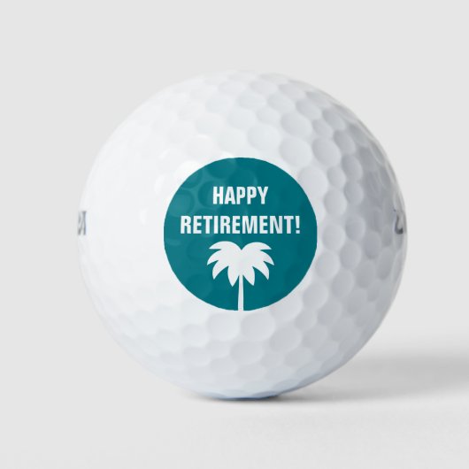 パームの木のロゴが付いたHappy Retirementゴルフボールセット ゴルフボール (正面)