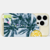 パームの木の下でパーティーライトとカクテル ディスコボール 黄色の背景にパームの木 Case-Mate iPhoneケース (裏面 (横))