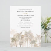 パームの木の水のモダン色結婚の 招待状 (スタンド正面)