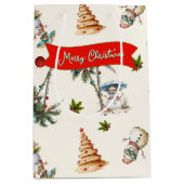 パームの木の熱帯クリスマスパターン ミディアムペーパーバッグ (正面)