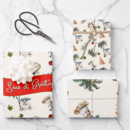 パームの木の熱帯クリスマスパターン ラッピングペーパーシート