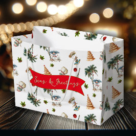パームの木の熱帯クリスマスパターン ラージペーパーバッグ
