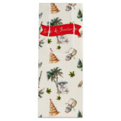 パームの木の熱帯クリスマスパターン ワインギフトバッグ (正面)