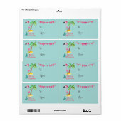 パームの木の贈り物とメリークリスマスピンクのフラミンゴ ラベル (フルシート)