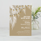 パームの葉にライトのストランド 誕生日パーティー 招待状 (スタンド正面)