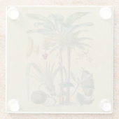 パームアンティークトロピカルフルーツ植物芸術 ガラスコースター (裏面)