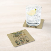 パームアンティークトロピカルフルーツ植物芸術 スクエアペーパーコースター (インサイチュ)