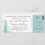 パームウォーターカラーシックな目的地の結婚式 招待状 (正面)