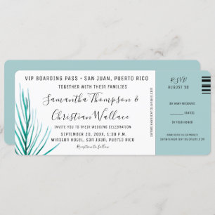 パームウォーターカラーシックな目的地の結婚式 招待状