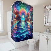 「パームエレガントの木が植えられたアールデコ屋内プール」 シャワーカーテン (インサイチュ)