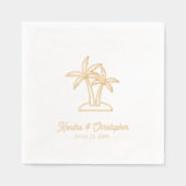 パームエレガントツリーカスタムゴールドフォイル結婚ズナプキン 箔ナプキン (正面)