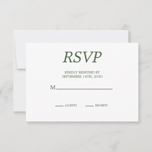 パームエレガントツリーシック結婚式RSVP 出欠カード (正面)