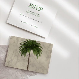 パームエレガントツリーシック結婚式RSVP 出欠カード