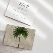 パームエレガントツリーシック結婚式RSVP 出欠カード