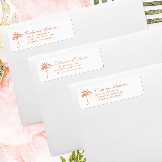 パームエレガントツリートロピカルサンセットオレンジ ラベル