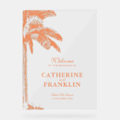 パームエレガントツリートロピカル結婚的ウェルカム アクリルサイン (正面)