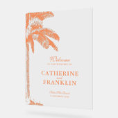 パームエレガントツリートロピカル結婚的ウェルカム アクリルサイン (傾斜)