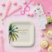 パームエレガントツリービーチベージュブライダルシャワー ペーパープレート (パーティー)