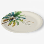 パームエレガントツリービーチベージュブライダルシャワー ペーパープレート (アングル)