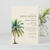 パームエレガントツリービーチベージュブライダルシャワー 招待状 (スタンド正面)