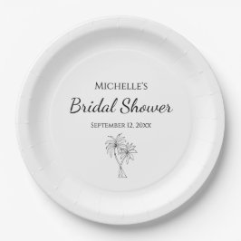 パームエレガントツリーモダンブライダルシャワートロピカル ペーパープレート