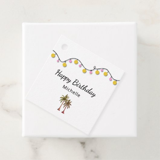 パームエレガントツリー文字列ライトトロピカル誕生日 フェイバータグ (インサイチュ)