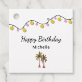 パームエレガントツリー文字列ライトトロピカル誕生日 フェイバータグ (正面)