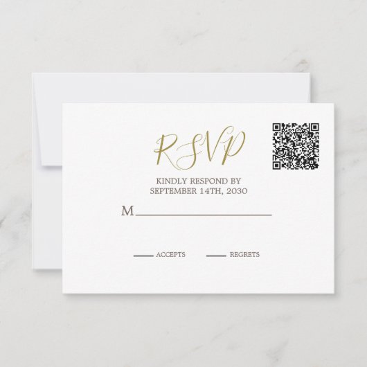 パームエレガントツリーQRコード結婚式RSVP 出欠カード (正面)