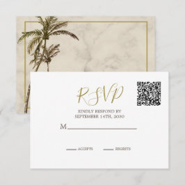 パームエレガントツリーQRコード結婚式RSVP 出欠カード
