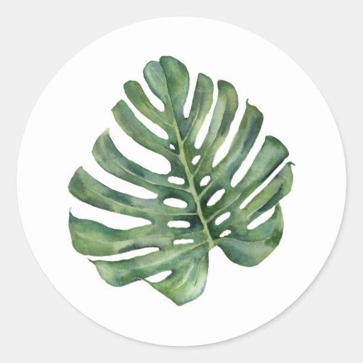 パームエレガントリーフトロピカルアロハ結婚式の引き出物 ラウンドシール (正面)