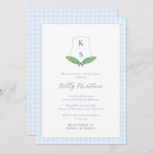 パームエレガントリーフモノグラムサザンブライダルシャワー 招待状 (正面/裏面)